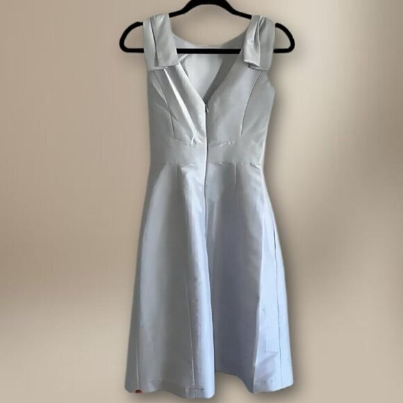 Alfred Sung Cocktail Bridesmaid Dress Sleeveless Dupioni Dove Light Gray 0 NWT - Picture 3 of 16